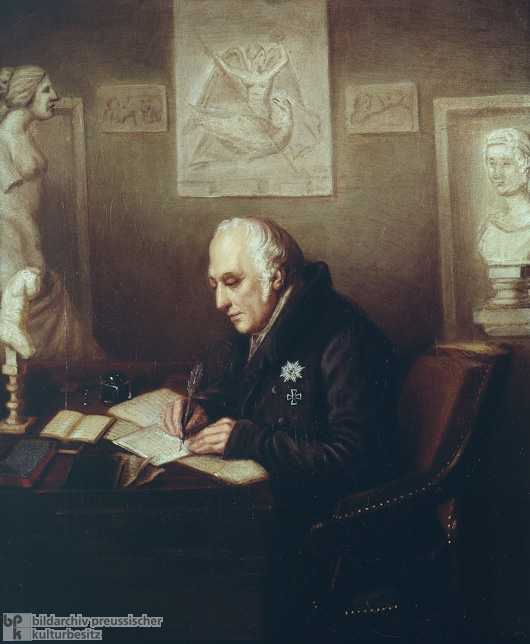 Wilhelm von Humboldt in seinem Arbeitszimmer im Schloß Tegel (um 1830)